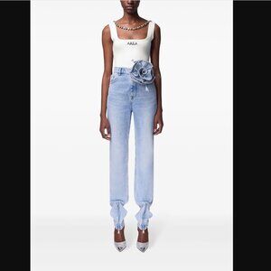 AREA Flower Corsage ankle-zip jeans